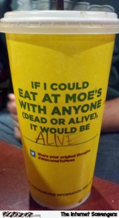 Dead or alive cup humor