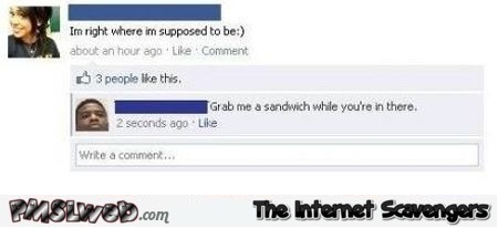 Funny sexist Facebook comment –Thursday fun @PMSLweb.com