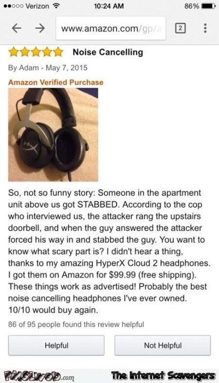 Funny Amazon headphones review @PMSLweb.com