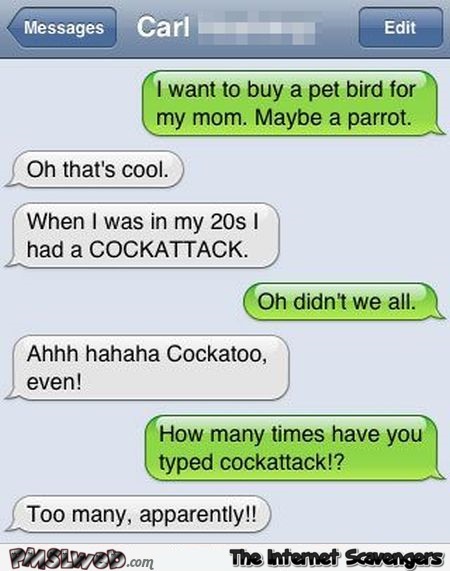 Buying a parrot funny autocorrect @PMSLweb.com