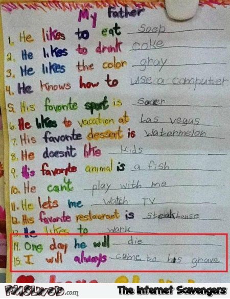 Funny kid’s answers about my father @PMSLweb.com