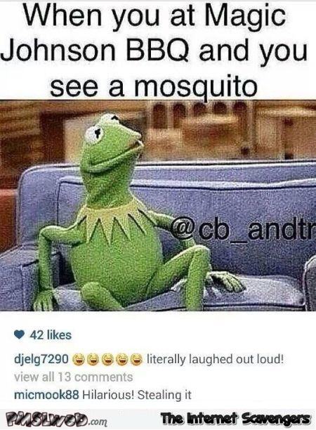 When you see a mosquito at Magic Johnson’s BBQ humor @PMSLweb.com
