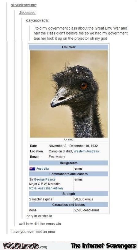 Aussie emu war @PMSLweb.com