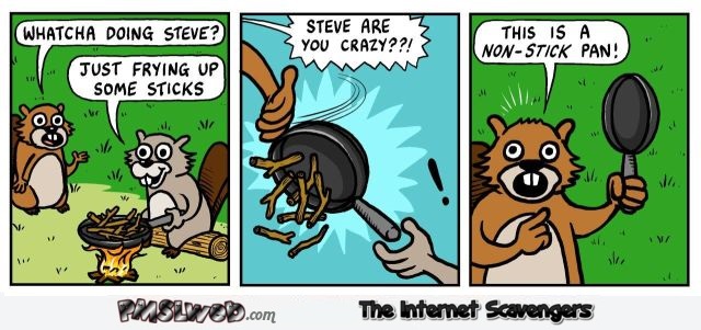 Funny non-stick pan cartoon – TGIF funniness @PMSLweb.com