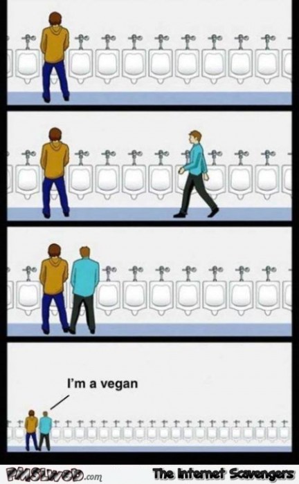 How to spot out a vegan in the bathroom funny cartoon