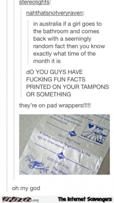 Funny Aussie pad wrapper fact
