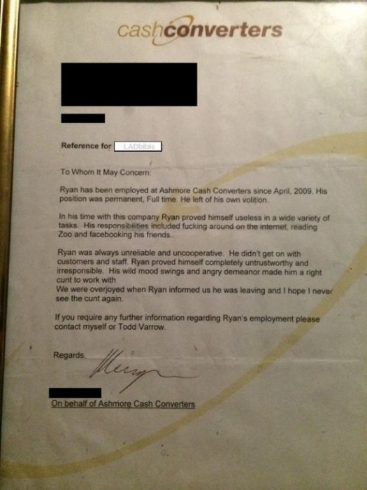 Funny reference letter