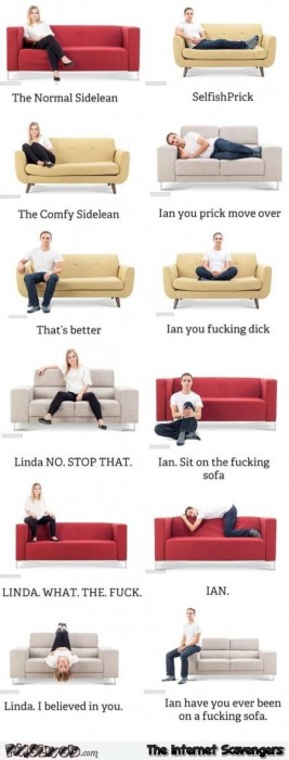 Funny positions on the sofa explained