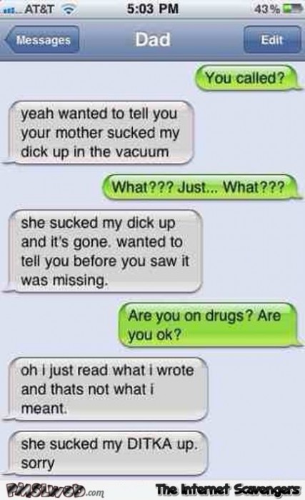 Funny vacuum text message fail