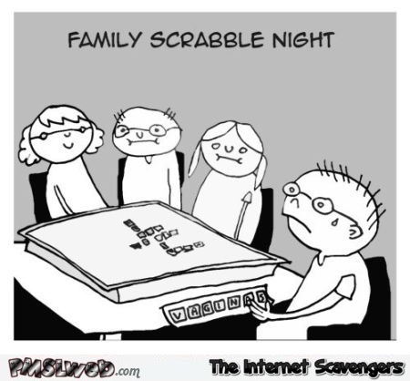 Family scrabble night humor @PMSLweb.com