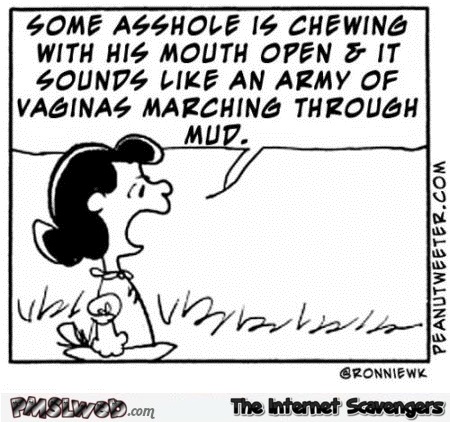 Chewing with his mouth open funny peanuts cartoon @PMSLweb.com
