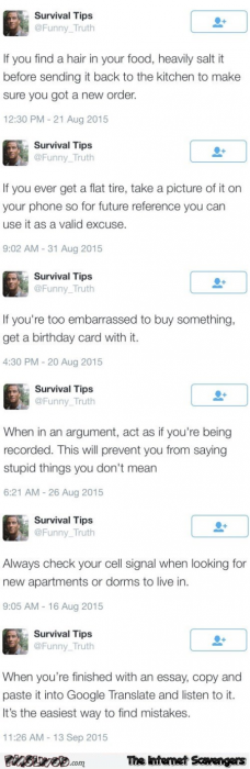 Funny survival tips