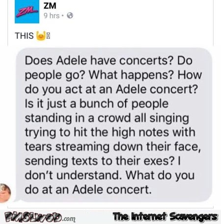 What do you do at an Adele concert humor @PMSLweb.com