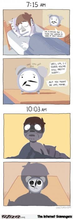 Funny alarm clock cartoon