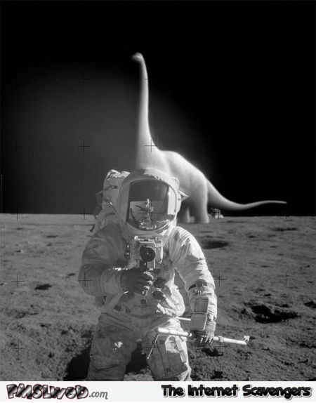 Funny dinosaur on the moon