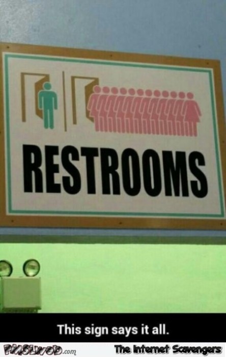 Funny restrooms sign