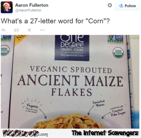 Funny veganic flakes comment @PMSLweb.com