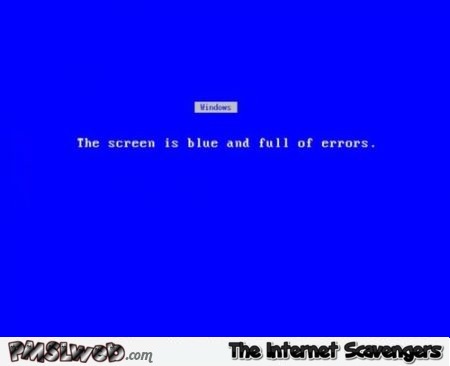 The screen is blue and full of errors