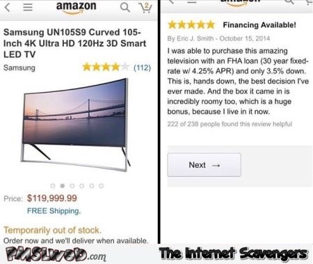 Funny curved TV Amazon review @PMSLweb.com