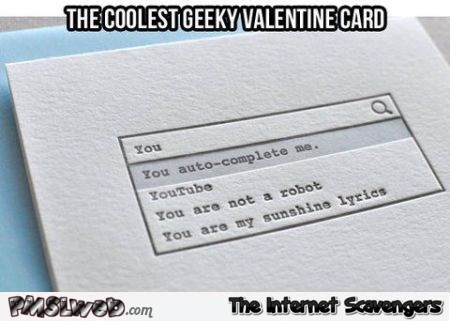Funny geeky Valentine’s day card @PMSLweb.com