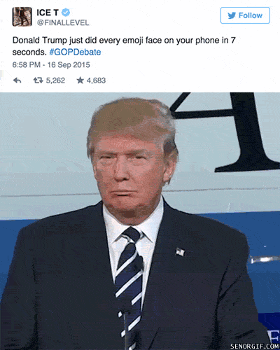 Donald Trump does every emoji face humor @PMSLweb.com