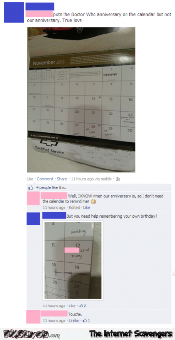 Funny husband calendar fail