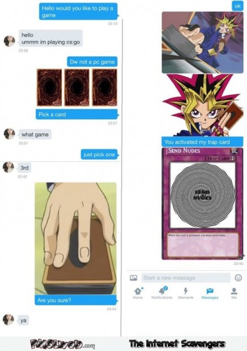Funny Yu-gi-oh text message trap card