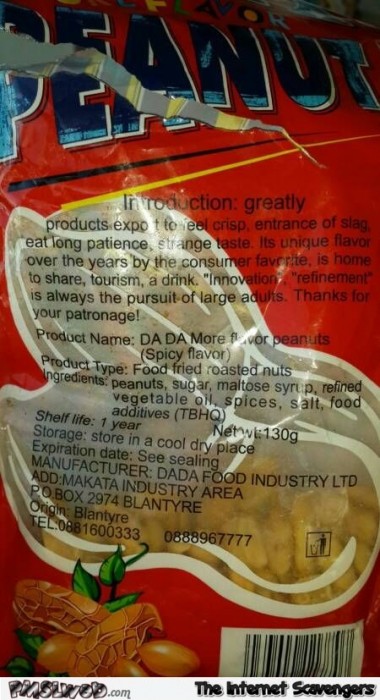 Funny peanut snacks translation fail