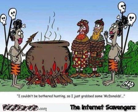 Cannibals and McDonalds funny cartoon @PMSLweb.com