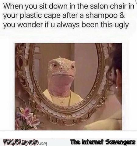When you sit down in the salon chair humor @PMSLweb.com