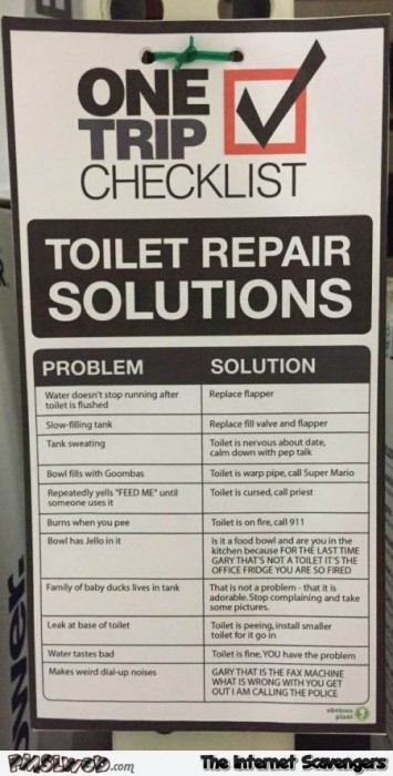 Funny toilet repair solutions