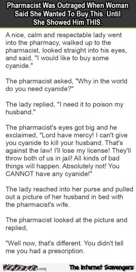 Funny pharmacist joke – New week fun @PMSLweb.com