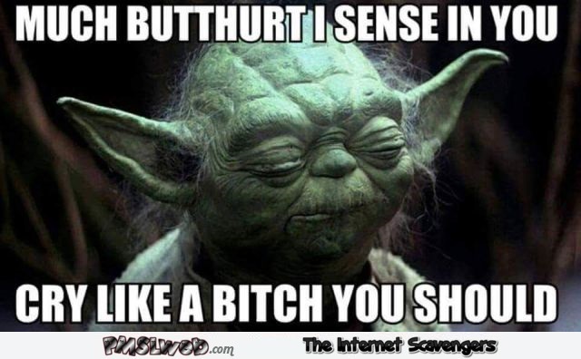 Much butthurt I sense in you Yoda meme @PMSLweb.com