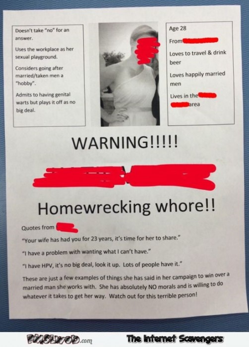 Funny whore warning sign