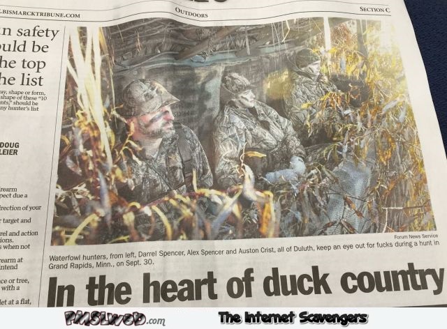 Hilarious Duck hunting newspaper fail @PMSLweb.com