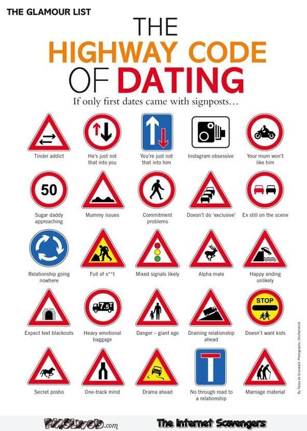 Funny highway code of dating @PMSMweb.com