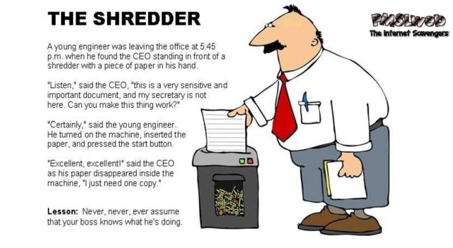 The shredder boss joke – Saturday madness @PMSLweb.com
