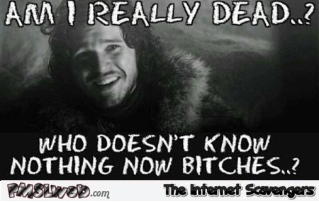 Is Jon Snow dead you know nothing humor @PMSLweb.com