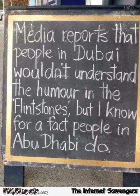 Flintstone humor in Abu Dhabi joke @PMSLweb.com