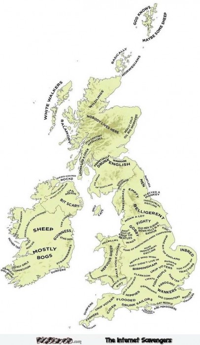 Funny UK map as seen by the British
