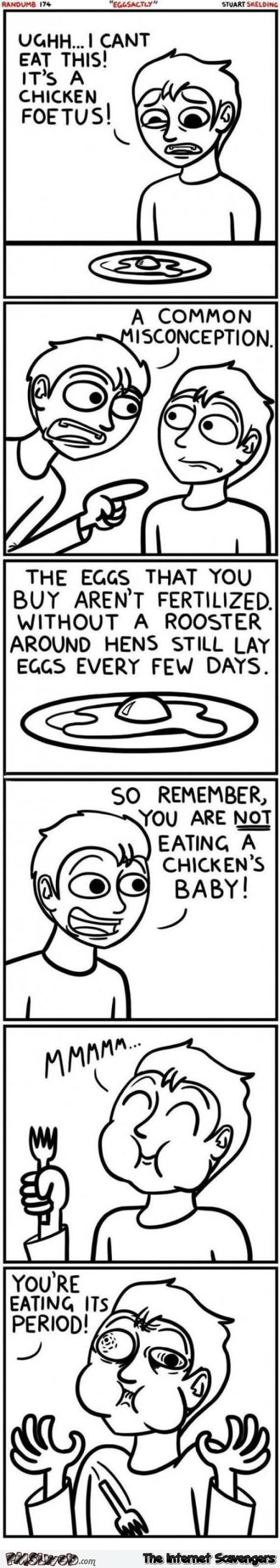 Eating chicken eggs funny cartoon @PMSLweb.com