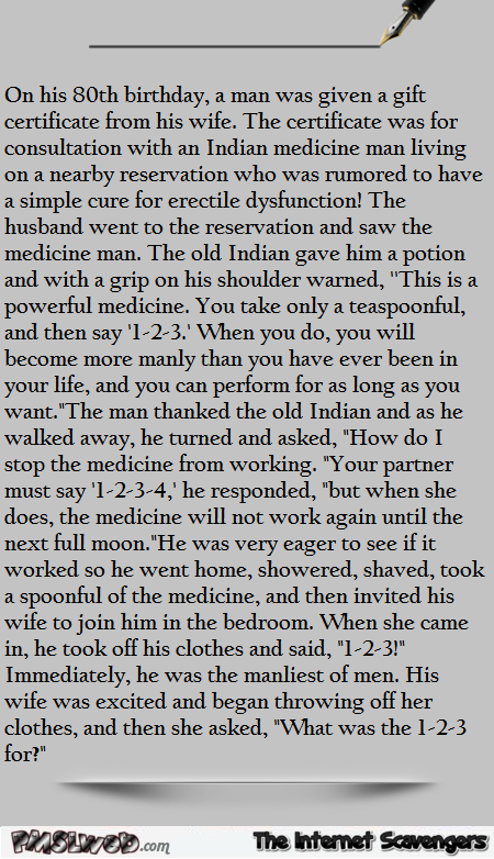 Funny cure for erectile dysfunction joke @PMSLweb.com