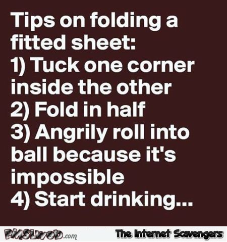 Funny tips on folding a fitted sheet @PMSLweb.com