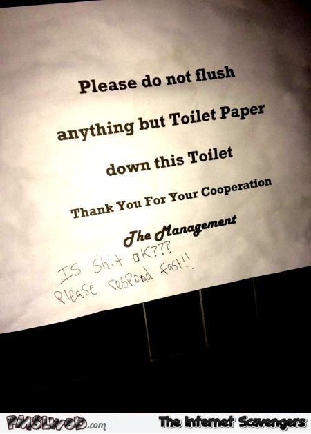 Funny toilet please do not flush sign @PMSLweb.com