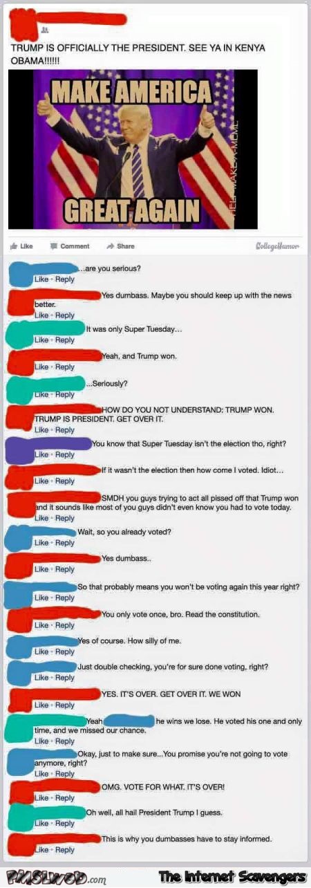 Trump is president funny collegehumor Facebook post @PMSLweb.com