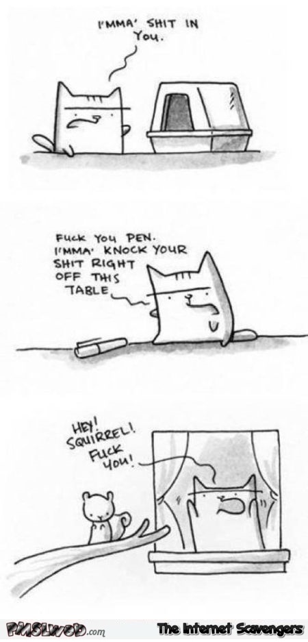 Truth about cats funny cartoon @PMSLweb.com
