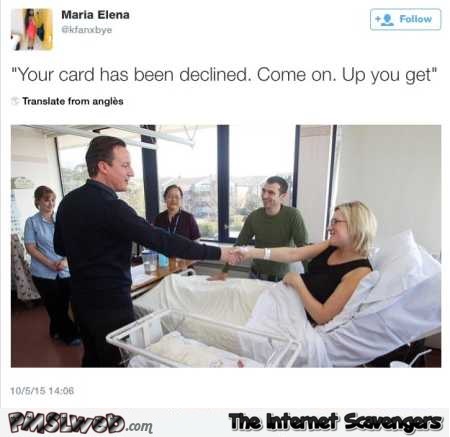 David Cameron hospital visit joke @PMSLweb.com