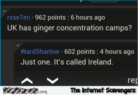 UK has ginger concentration camps joke @PMSLweb.com
