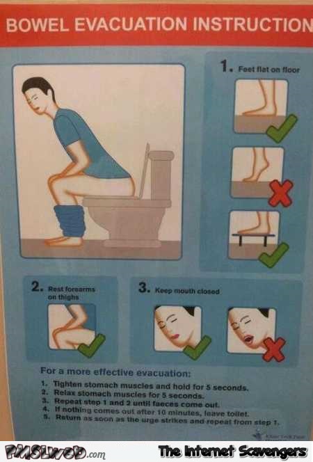 Funny bowel evacuation instructions @PMSLweb.com
