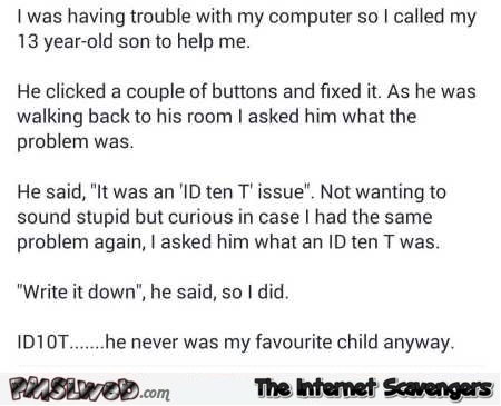 Kid helping with computer problem joke @PMSLweb.com